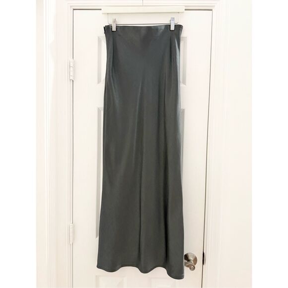 all:row Womens Charcoal Satin Baciami The Valerie Skirt Size Medium NWT - Picture 3 of 5